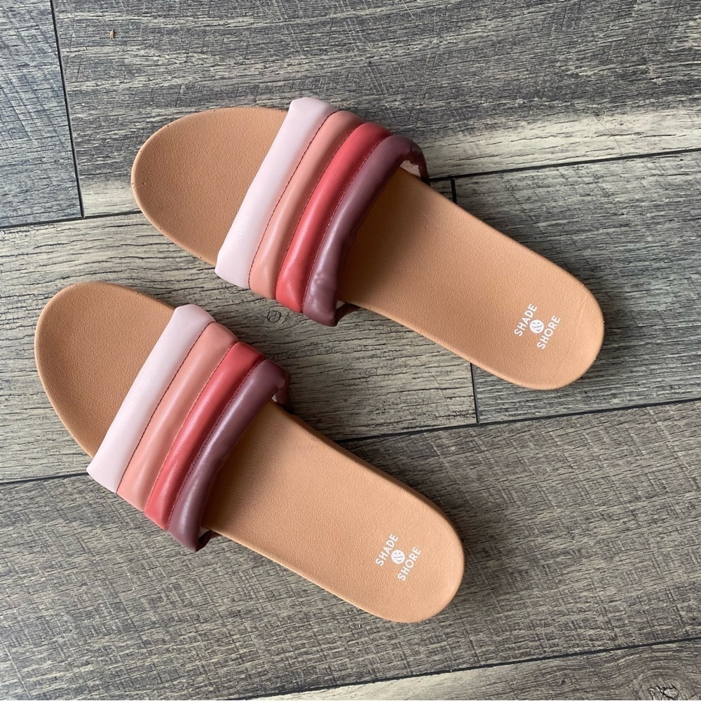 NWOT Shade & Shore Kendra Sandal Pink Beige Purple Retro-looking Slip-on Size 11